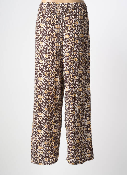 Pantalon droit tissage popeline taille normale marron AGATHE & LOUISE femme
