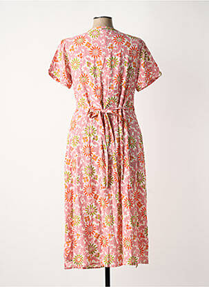 Robe mi-longue imprimé fleurs manches courtes rose AGATHE & LOUISE femme