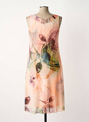 Robe mi-longue imprimé fleurs sans manche rose JEAN DELFIN femme