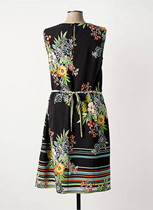 Robe mi-longue imprimé fleurs sans manche noir FRED SABATIER femme