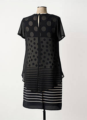 Robe mi-longue tissage crêpe manches courtes noir GUY DUBOUIS femme