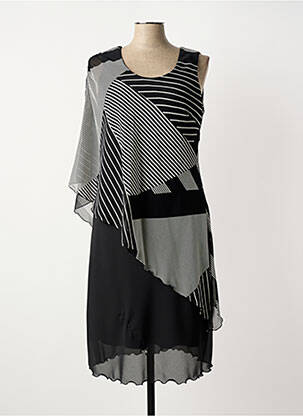 Robe mi-longue tissage crêpe sans manche noir JEAN DELFIN femme