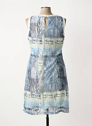 Robe mi-longue imprimé fantaisie sans manche bleu EL INTERNATIONALE femme