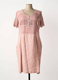 Robe mi-longue tissage crêpe manches courtes rose MERI & ESCA femme