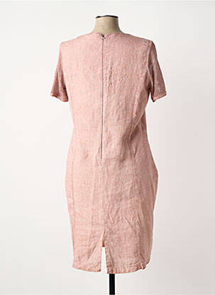 Robe mi-longue tissage crêpe manches courtes rose MERI & ESCA femme