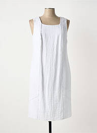 Robe mi-longue tissage crêpe sans manche blanc TELMAIL femme