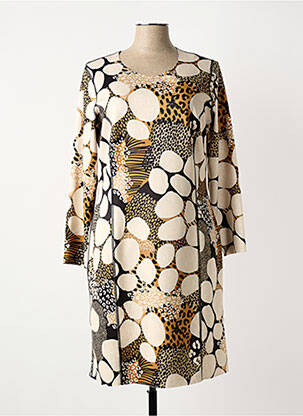 Robe mi-longue manches longues manches longues beige GUY DUBOUIS femme