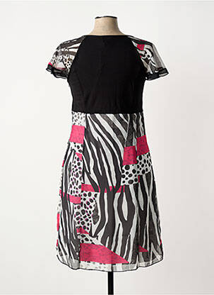 Robe mi-longue tissage crêpe manches courtes noir GUY DUBOUIS femme