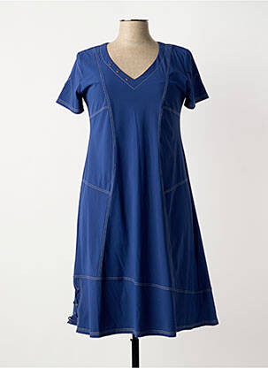 Robe mi-longue coupe évasée manches courtes bleu JEAN DELFIN femme