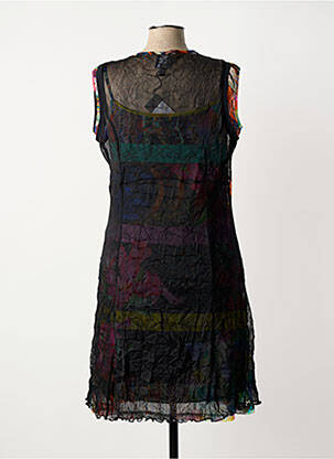 Robe mi-longue imprimé fantaisie sans manche noir GUY DUBOUIS femme