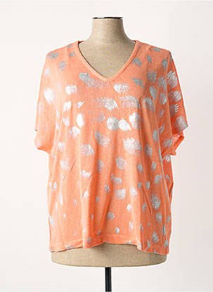 T-shirt coupe droite manches courtes orange MARBLE femme