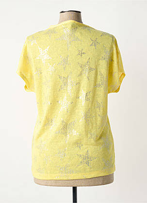 T-shirt col v manches courtes jaune MARBLE femme
