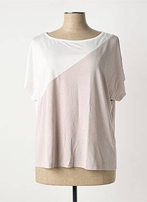 T-shirt stretch manches courtes beige MARBLE femme