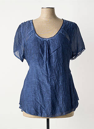 Tunique manches courtes coupe cintrée bleu FRED SABATIER femme