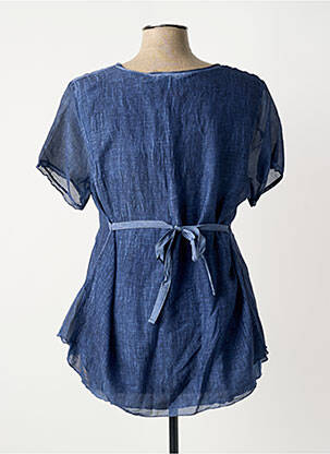 Tunique manches courtes coupe cintrée bleu FRED SABATIER femme