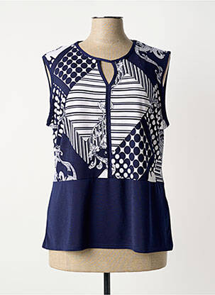 Top tissage jersey sans manche bleu MARBLE femme