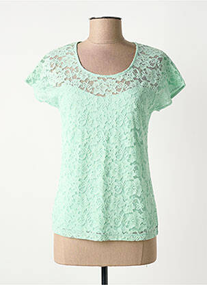 Top tissage jersey manches courtes vert MARBLE femme