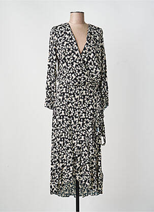 Robe longue manches longues manches longues noir COULEURS DU TEMPS femme