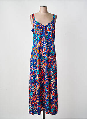 Robe longue imprimé fleurs sans manche bleu AGATHE & LOUISE femme