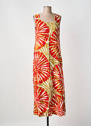 Robe longue imprimé fantaisie sans manche rouge AGATHE & LOUISE femme