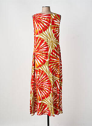 Robe longue imprimé fantaisie sans manche rouge AGATHE & LOUISE femme