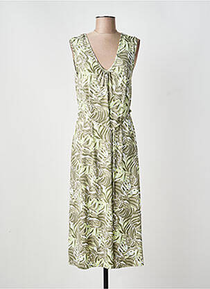 Robe mi-longue imprimé fantaisie sans manche vert MARBLE femme
