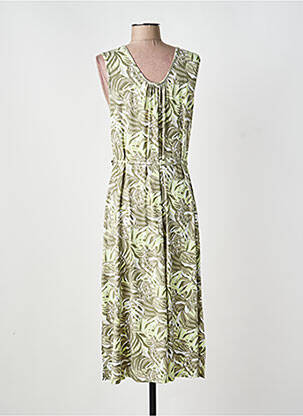 Robe mi-longue imprimé fantaisie sans manche vert MARBLE femme