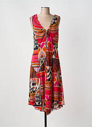 Robe mi-longue imprimé fantaisie sans manche rouge FRED SABATIER femme