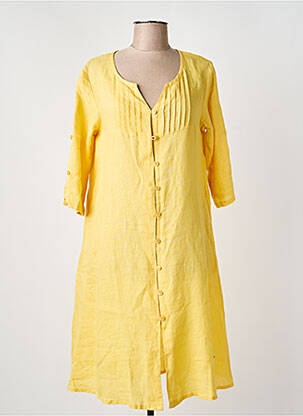 Robe mi-longue manches 3/4 manches 3/4 jaune AGATHE & LOUISE femme