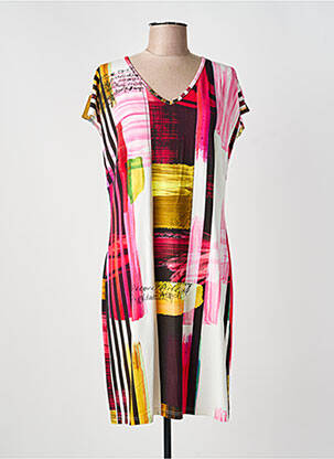 Robe mi-longue imprimé fantaisie manches courtes rose MERI & ESCA femme