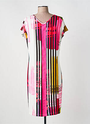 Robe mi-longue imprimé fantaisie manches courtes rose MERI & ESCA femme
