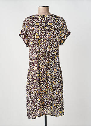 Robe mi-longue imprimé fantaisie manches courtes marron AGATHE & LOUISE femme