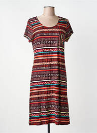 Robe mi-longue imprimé fantaisie manches courtes violet AGATHE & LOUISE femme