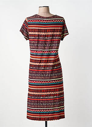 Robe mi-longue imprimé fantaisie manches courtes violet AGATHE & LOUISE femme