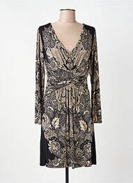 Robe mi-longue imprimé fantaisie manches longues noir SURKANA femme