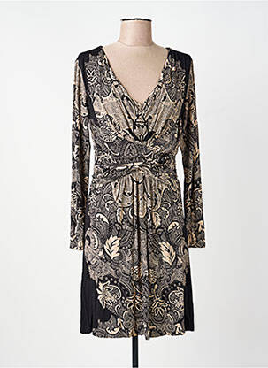 Robe mi-longue imprimé fantaisie manches longues noir SURKANA femme