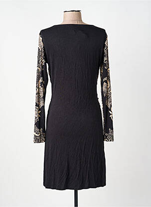 Robe mi-longue imprimé fantaisie manches longues noir SURKANA femme