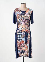 Robe mi-longue imprimé fantaisie manches courtes bleu CONCEPT K femme