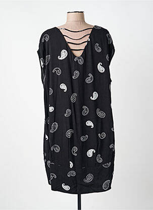 Robe mi-longue imprimé fantaisie manches courtes noir SURKANA femme