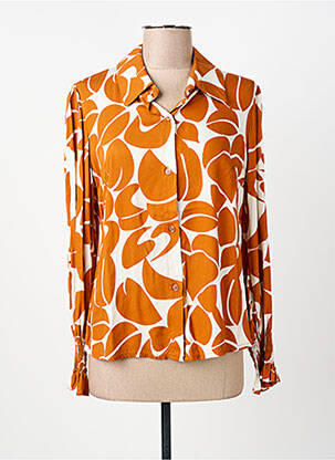 Chemisier imprimé fantaisie manches longues orange COULEURS DU TEMPS femme