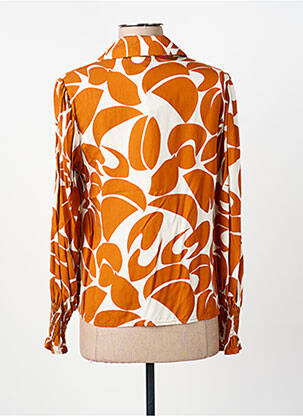 Chemisier imprimé fantaisie manches longues orange COULEURS DU TEMPS femme