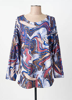 Pull stretch manches longues bleu COULEURS DU TEMPS femme