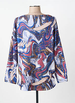 Pull coupe droite manches longues bleu COULEURS DU TEMPS femme