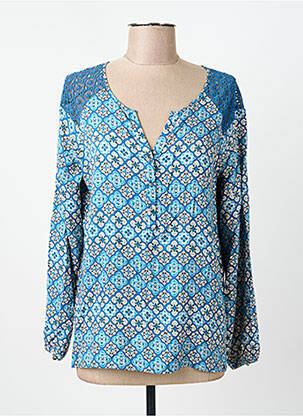 Blouse imprimé fantaisie manches longues bleu SURKANA femme