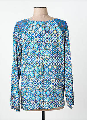 Blouse tissage popeline manches longues bleu SURKANA femme