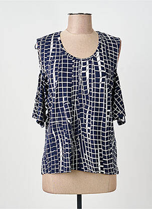 Top stretch manches courtes bleu MARBLE femme