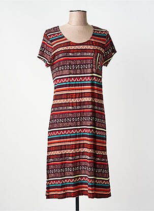 Robe mi-longue imprimé fantaisie manches courtes violet AGATHE & LOUISE femme