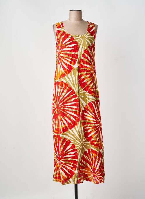 Robe longue imprimé fantaisie sans manche rouge AGATHE & LOUISE femme