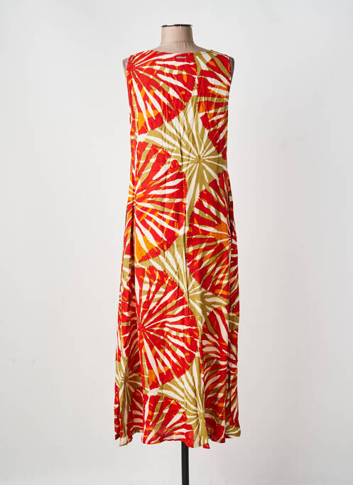 Robe longue imprimé fantaisie sans manche rouge AGATHE & LOUISE femme