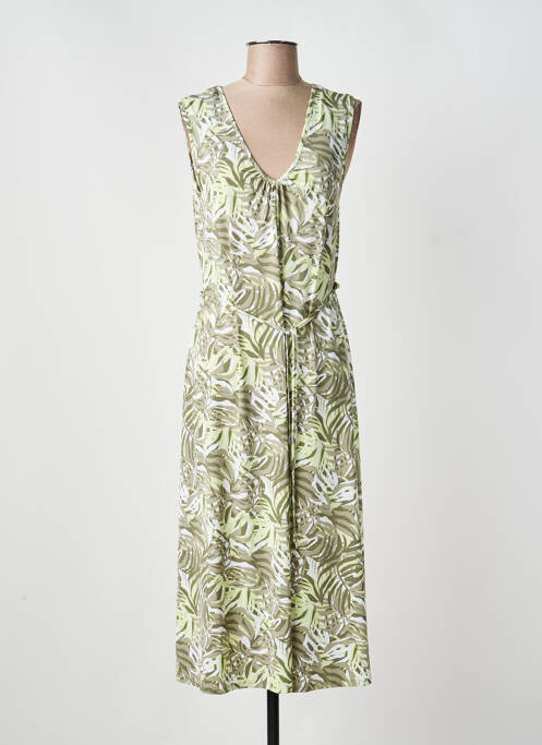 Robe mi-longue imprimé fantaisie sans manche vert MARBLE femme